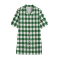 Green And White Buffalo Check Print Cotton Hawaiian Shirt