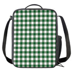 Green And White Buffalo Check Print Crossbody Lunch Bag