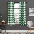 Green And White Buffalo Check Print Grommet Curtain Panels
