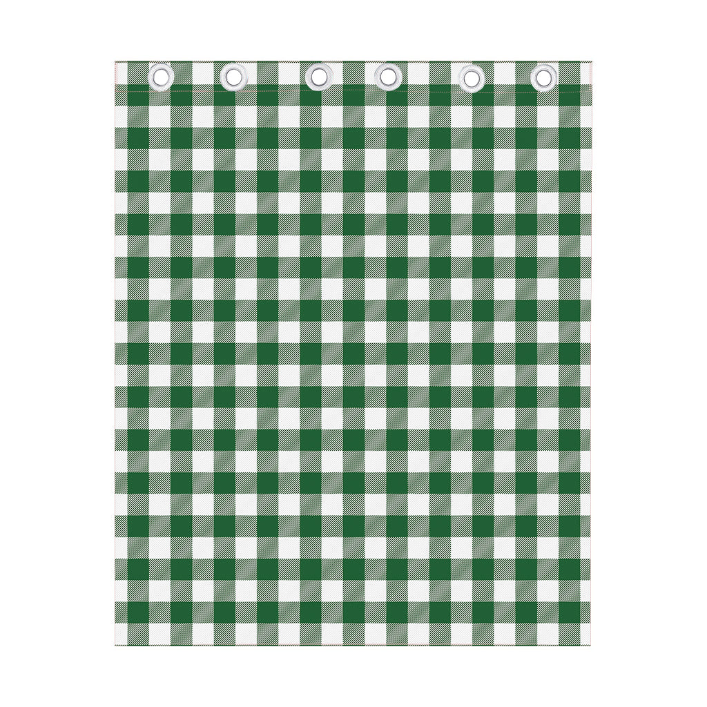 Green And White Buffalo Check Print Curtain