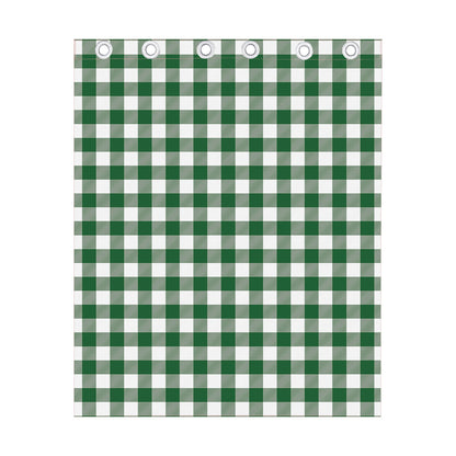 Green And White Buffalo Check Print Curtain