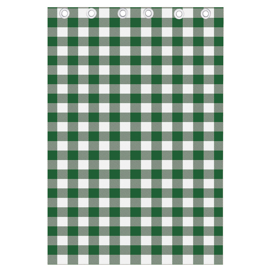 Green And White Buffalo Check Print Curtain