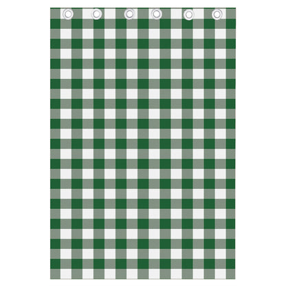 Green And White Buffalo Check Print Curtain