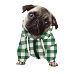 Green And White Buffalo Check Print Dog Zip Up Hoodie