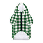 Green And White Buffalo Check Print Dog Zip Up Hoodie