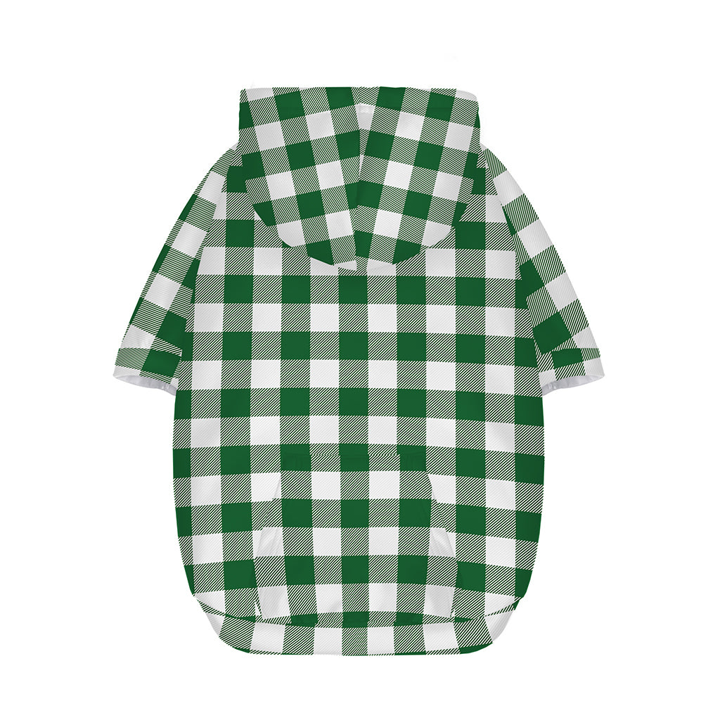 Green And White Buffalo Check Print Dog Zip Up Hoodie