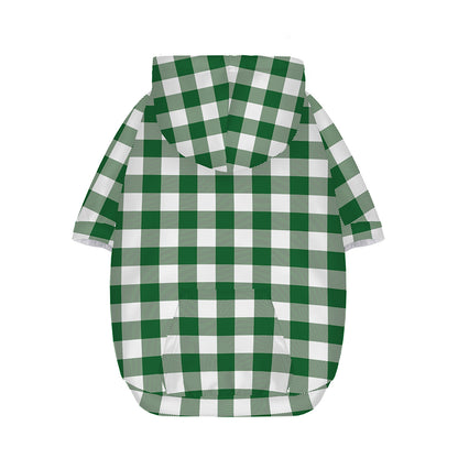 Green And White Buffalo Check Print Dog Zip Up Hoodie