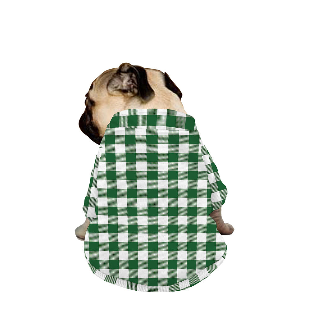 Green And White Buffalo Check Print Dog Zip Up Jacket