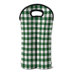 Green And White Buffalo Check Print Double Neoprene Wine Tote