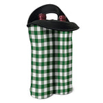 Green And White Buffalo Check Print Double Neoprene Wine Tote