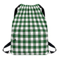 Green And White Buffalo Check Print Drawstring Backpack
