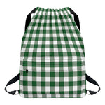 Green And White Buffalo Check Print Drawstring Backpack