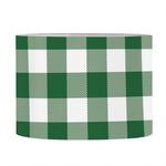Green And White Buffalo Check Print Drum Lamp Shade