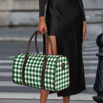 Green And White Buffalo Check Print Duffle Bag
