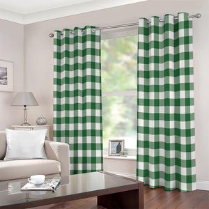 Green And White Buffalo Check Print Extra Wide Grommet Curtains