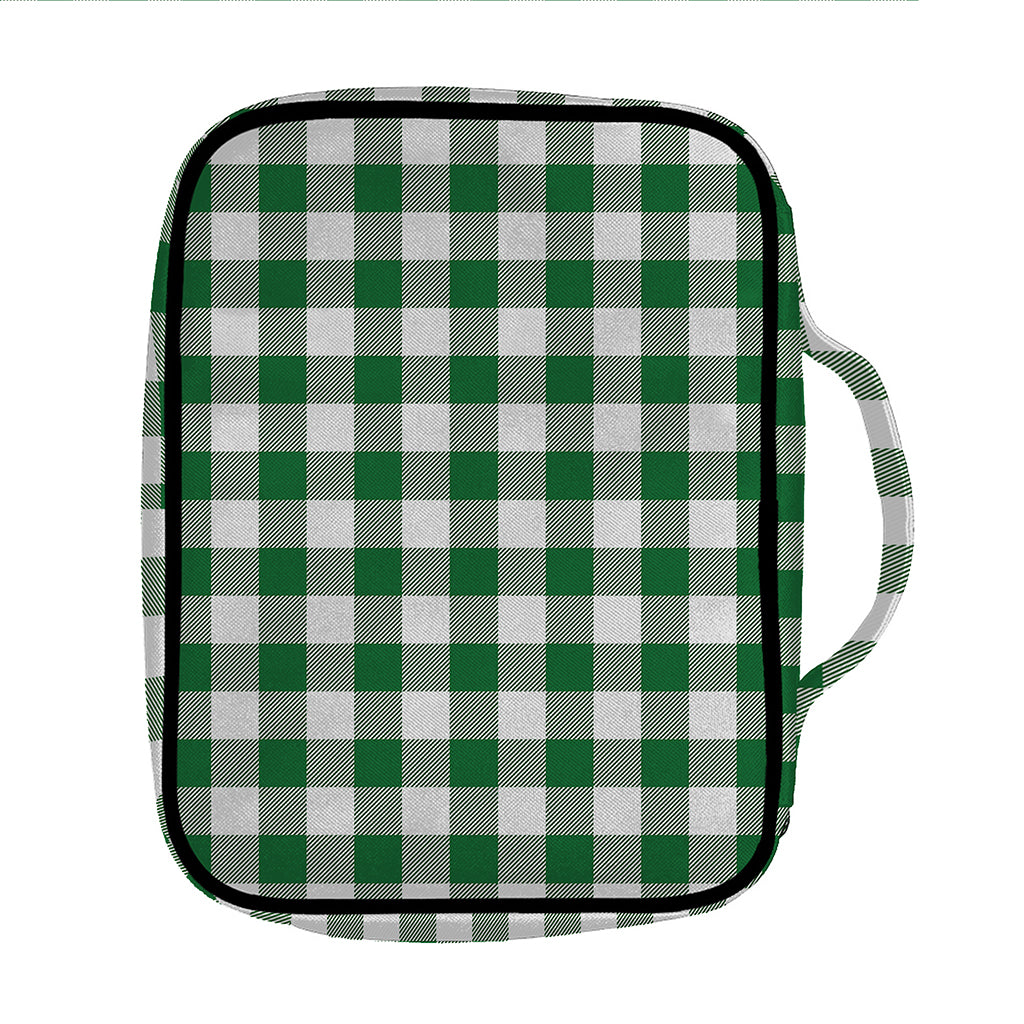 Green And White Buffalo Check Print Front Pocket Bible Bag
