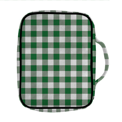 Green And White Buffalo Check Print Front Pocket Bible Bag