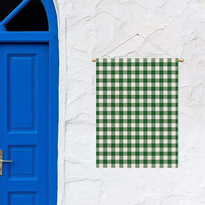 Green And White Buffalo Check Print Garden Flag