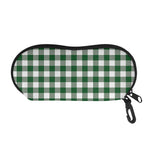 Green And White Buffalo Check Print Glasses Case