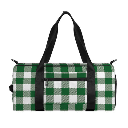 Green And White Buffalo Check Print Gym Bag