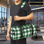Green And White Buffalo Check Print Gym Bag
