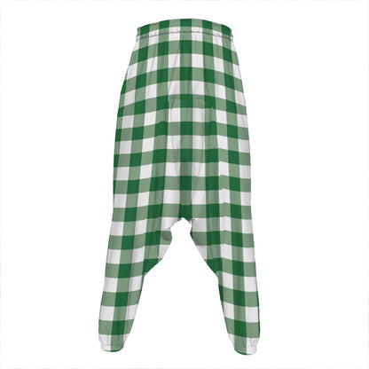 Green And White Buffalo Check Print Hammer Pants