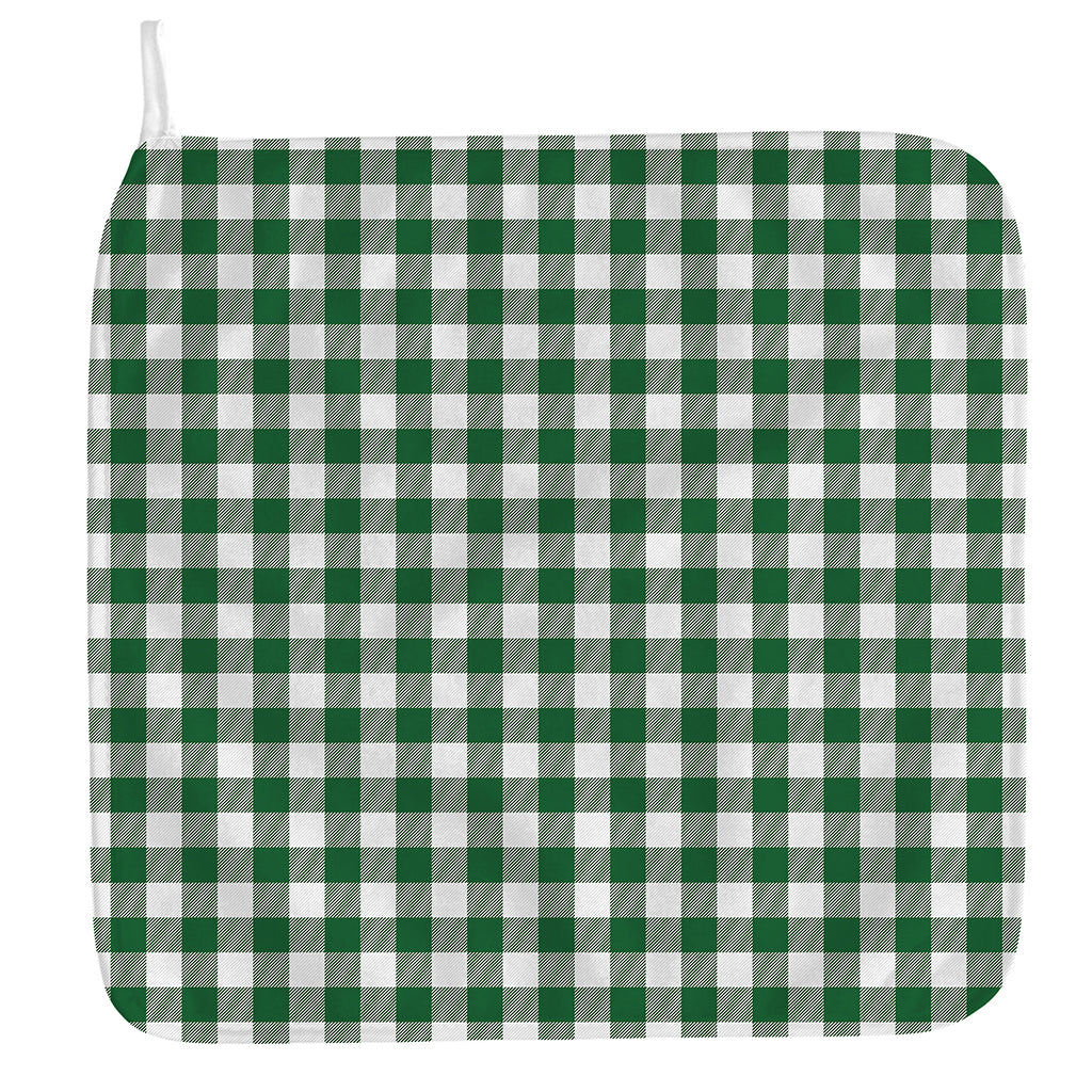 Green And White Buffalo Check Print Hand Towel