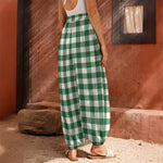Green And White Buffalo Check Print Harem Pants