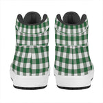 Green And White Buffalo Check Print High Top Leather Sneakers