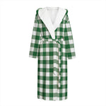 Green And White Buffalo Check Print Hooded Bathrobe