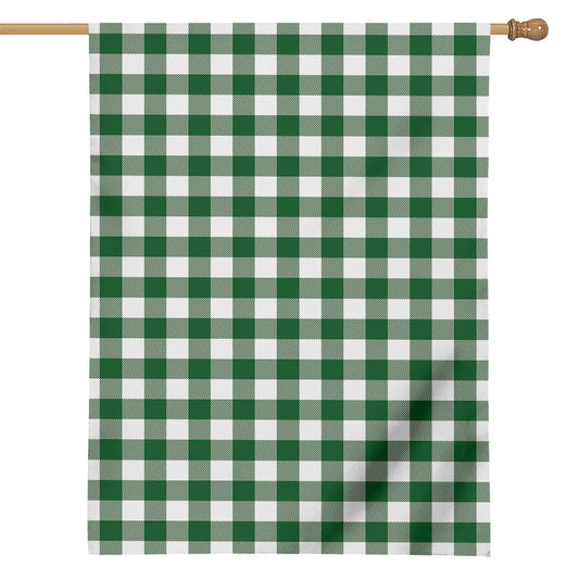 Green And White Buffalo Check Print House Flag