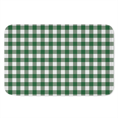 Green And White Buffalo Check Print Indoor Door Mat