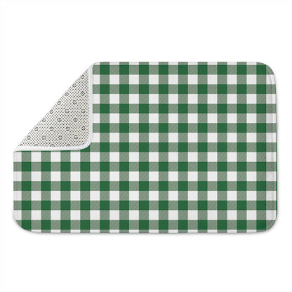 Green And White Buffalo Check Print Indoor Door Mat