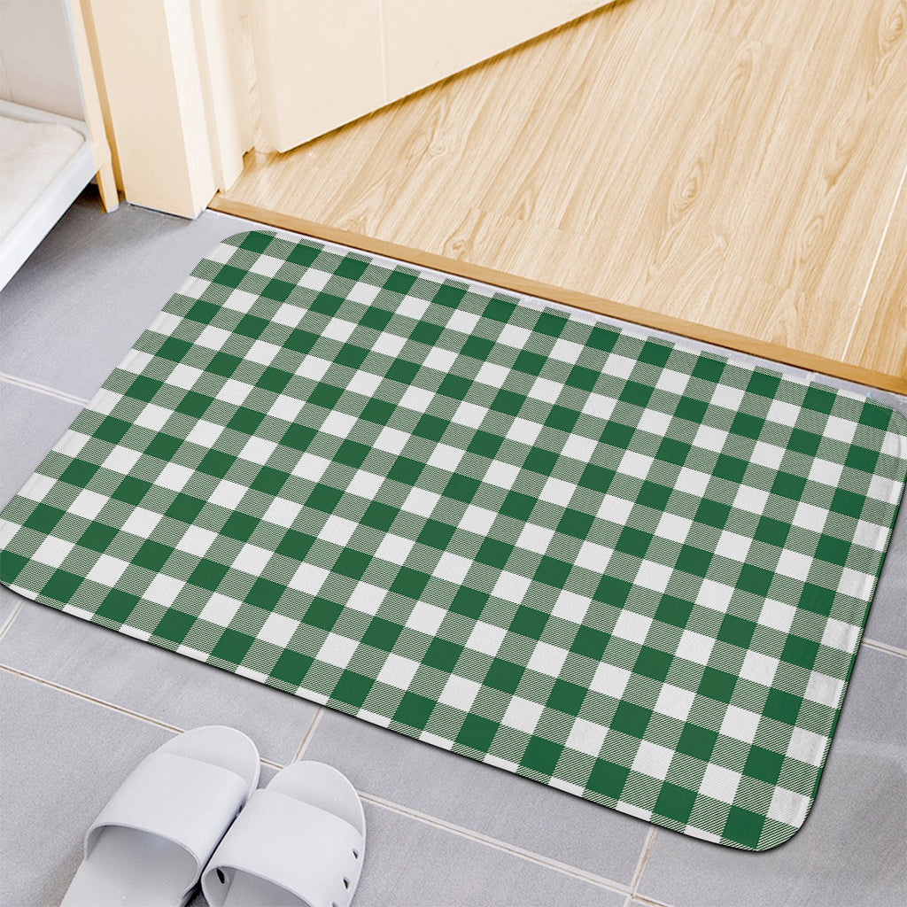 Green And White Buffalo Check Print Indoor Door Mat