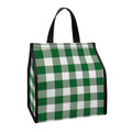 Green And White Buffalo Check Print Insulated Lunch Tote