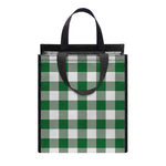 Green And White Buffalo Check Print Insulated Lunch Tote