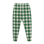 Green And White Buffalo Check Print Jogger Pants