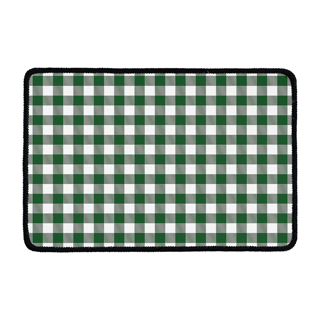 Green And White Buffalo Check Print Kitchen Mat
