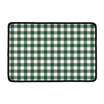 Green And White Buffalo Check Print Kitchen Mat