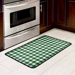 Green And White Buffalo Check Print Kitchen Mat
