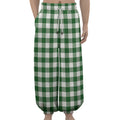 Green And White Buffalo Check Print Lantern Pants