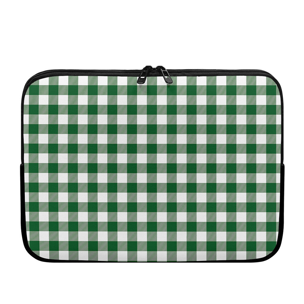 Green And White Buffalo Check Print Laptop Sleeve
