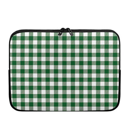 Green And White Buffalo Check Print Laptop Sleeve