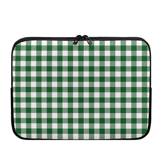 Green And White Buffalo Check Print Laptop Sleeve