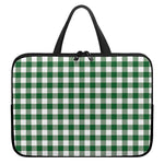 Green And White Buffalo Check Print Laptop Sleeve With Handle