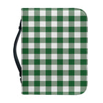 Green And White Buffalo Check Print Leather Bible Cover