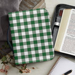Green And White Buffalo Check Print Leather Bible Cover