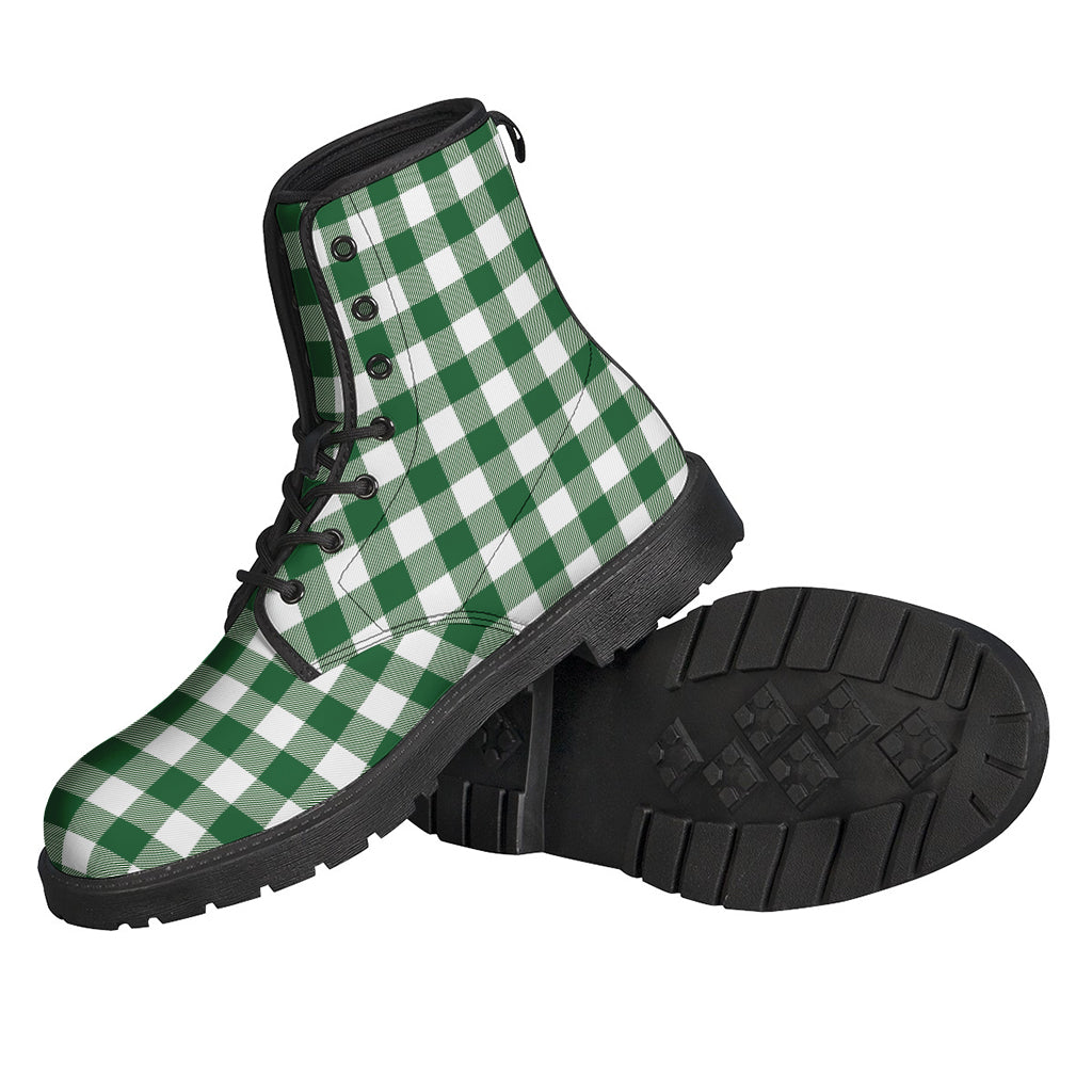 Green And White Buffalo Check Print Backpack