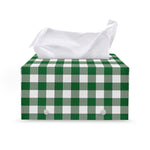 Green And White Buffalo Check Print Leather Tissue Box Cover