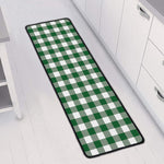 Green And White Buffalo Check Print Long Kitchen Mat